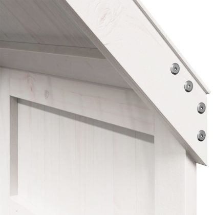Двуетажно легло с покрив, бял, 80x200 см, борово дърво масив