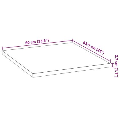 Кухненски работен плот, 60x63,5x2,7 см, дъб масив, правоъгълна