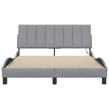 Рамка за легло без матрак Hanko, светлосива, 140x200 см, плат