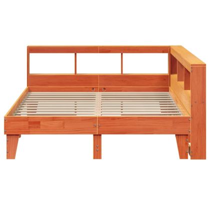 Легло с етажерка за книги, без матрак, 140x200 см, бор масив