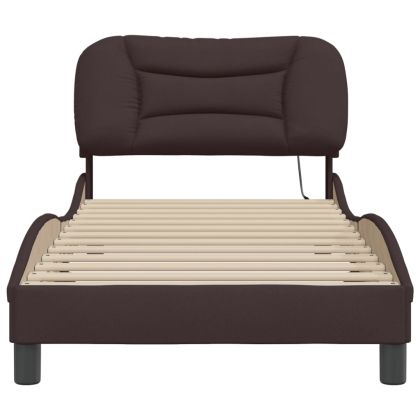 Рамка за легло с LED без матрак Hvar, тъмнокафява, 80x200 см плат