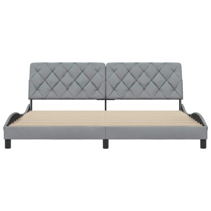 Рамка за легло без матрак, светлосива, 200x200 см, плат