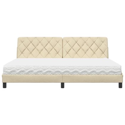 Легло с матрак, кремаво, 200x200 см, плат