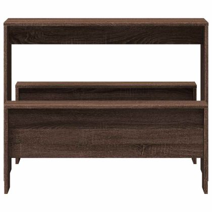 Комплект маса за хранене и пейка от 3 части Кафяв дъб от