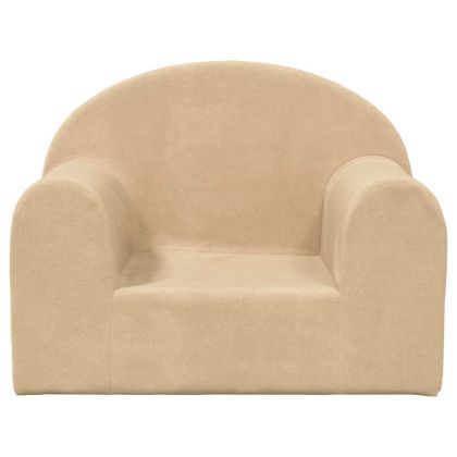 Детски диван, кремав, мек плюш