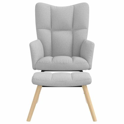 Люлеещ се стол с табуретка за крака Cloud Grey Fabric