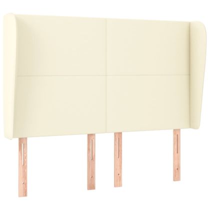 Горна табла с уши, кремава, 147x23x118/128 см, изкуствена кожа