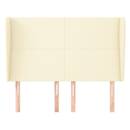 Горна табла с уши, кремава, 147x23x118/128 см, изкуствена кожа