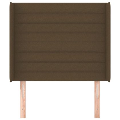 Горна табла за легло с уши, тъмнокафява,93x16x118/128 см, плат