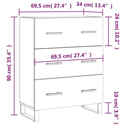 Сайдборд, дъб сонома, 69,5x34x90 см, инженерно дърво