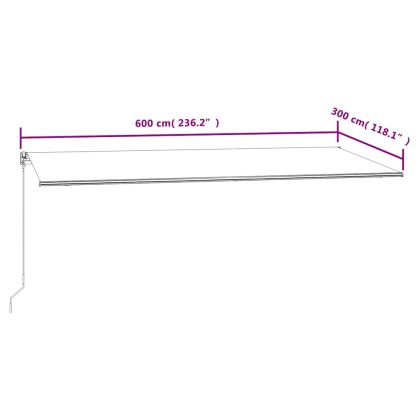 Автоматично прибиращ се сенник, 600x300 см, оранжево и кафяво
