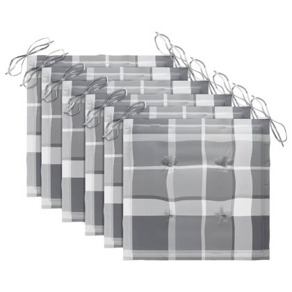 Сгъваеми градински столове с възглавници, 6 бр, тик масив