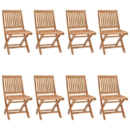 Сгъваеми градински столове с възглавници, 8 бр, тик масив