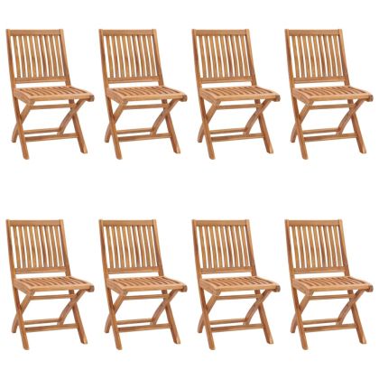 Сгъваеми градински столове с възглавници 8 бр тик масив