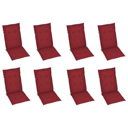 Накланящи градински столове с възглавници 8 бр тик масив