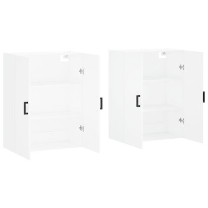 Стенни шкафове, 2 бр, бели, 69,5x34x90 см
