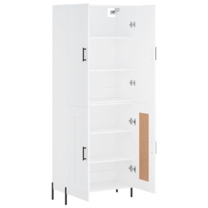 Висок шкаф, бял, 69,5x34x180 см, инженерно дърво