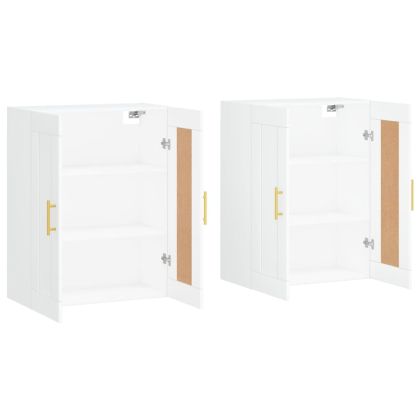 Стенни шкафове, 2 бр, бели, инженерно дърво