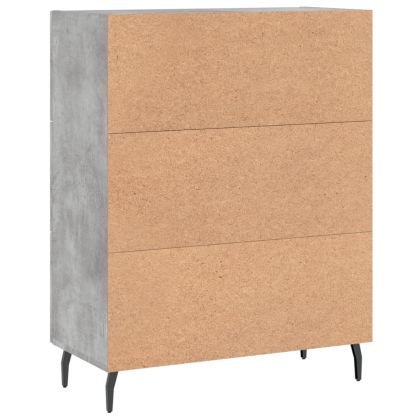 Сайдборд, бетонно сив, 69,5x34x90 см, инженерно дърво