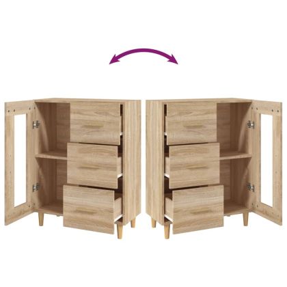 Сайдборд, дъб сонома, 69,5x34x90 см, инженерно дърво