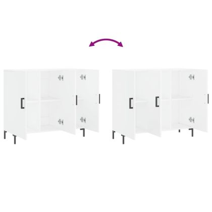 Сайдборд, бял, 90x34x80 см, инженерно дърво