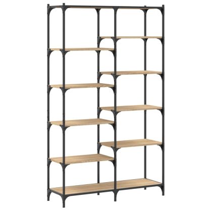 Етажерка дъб сонома 100x32x170 см инженерно дърво и желязо