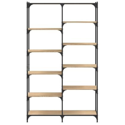 Етажерка дъб сонома 100x32x170 см инженерно дърво и желязо