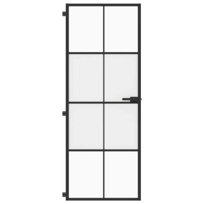 Интериорна врата черна 76x201,5 см закалено стъкло и алуминий