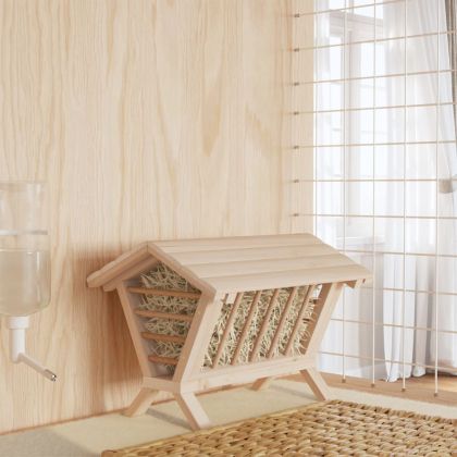 Хранилка за сено за зайци 44x33x33 см масивна ела