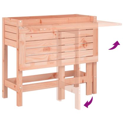 Градинска кашпа със сгъваем плот, дугласко дърво масив