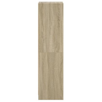 Висок шкаф със стъклена врати, сонома дъб, 35x37x142 см