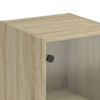 Висок шкаф със стъклена врата, сонома дъб, 35x37x142 см