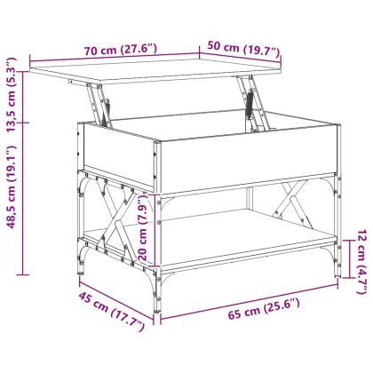 Кафе маса, сонома дъб, 70x50x50 см, инженерно дърво и метал