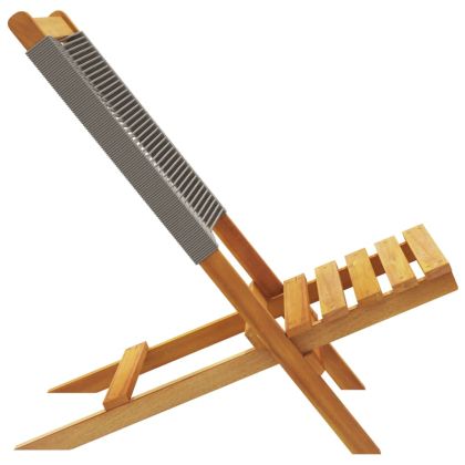 Градински столове, 2 бр, сиво, акация масив и полипропилен