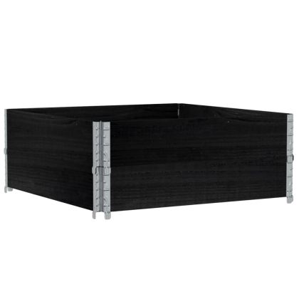 Палетни страници черно 2 бр 100x100 см, борова дървесина масив