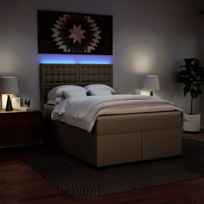 Боксспринг легло с матрак,капучино, 160x200 см, изкуствена кожа