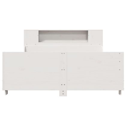 Рамка за легло без матрак, бял, 135x190 см, бор масив