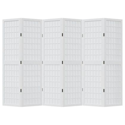 Разделител за стая, 6 панела, бял, дърво пауловния масив