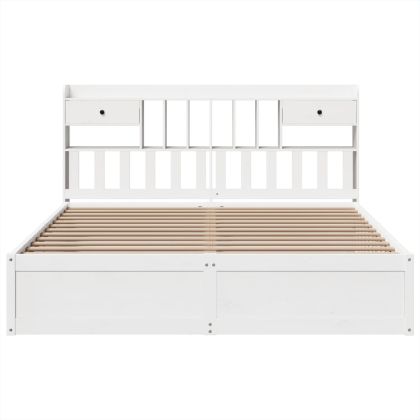 Рамка за легло без матрак, бял, 180x200 см, бор масив
