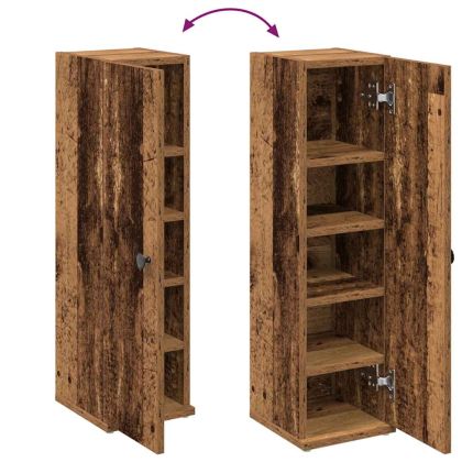 Шкаф за баня с държач за ролки, старо дърво, 20,5x22x72 см