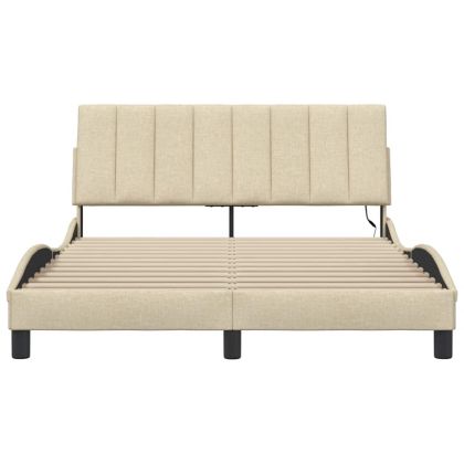 Рамка за легло без матрак Hanko, кремава, 140x200 см, плат