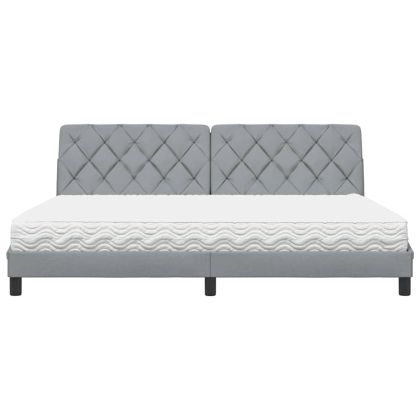 Легло с матрак, светлосиво, 200x200 см, плат