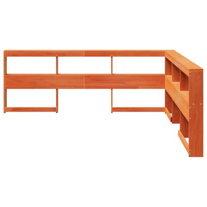 Табла за книги с L-образна, восъчнокафява, 200 см, дърво бор