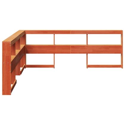 Табла за книги с L-образна, восъчнокафява, 200 см, дърво бор