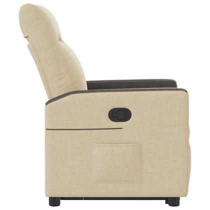 Изправящ реклайнер стол, кремав, текстил