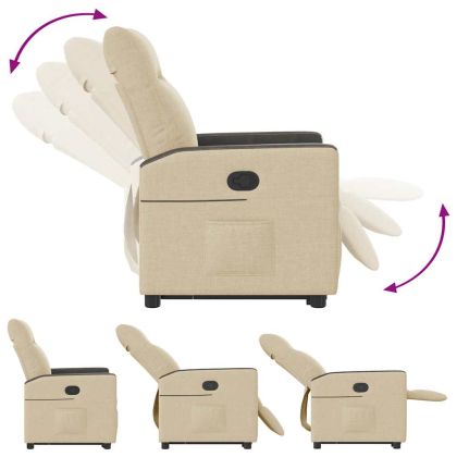 Изправящ реклайнер стол, кремав, текстил