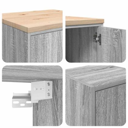 гаражни шкафове, 2 бр, сив сонома, инженерно дърво