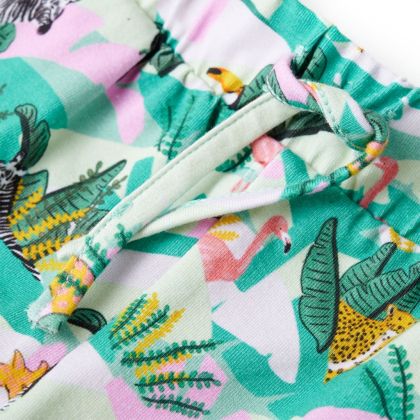 Детски къси панталони с шнурове, светла мента, 104