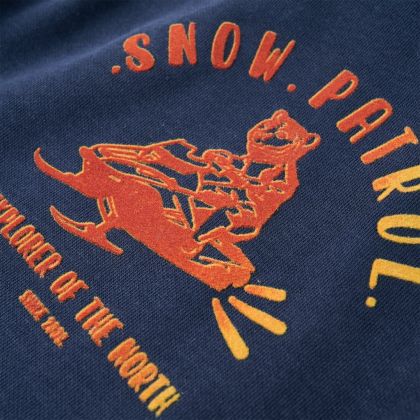 Детски суитшърт с качулка, тъмносин меланж и оранжево, 116