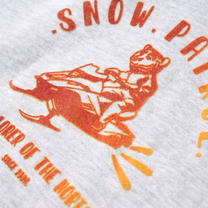 Детски суитшърт с качулка, сив меланж и оранжево, 116